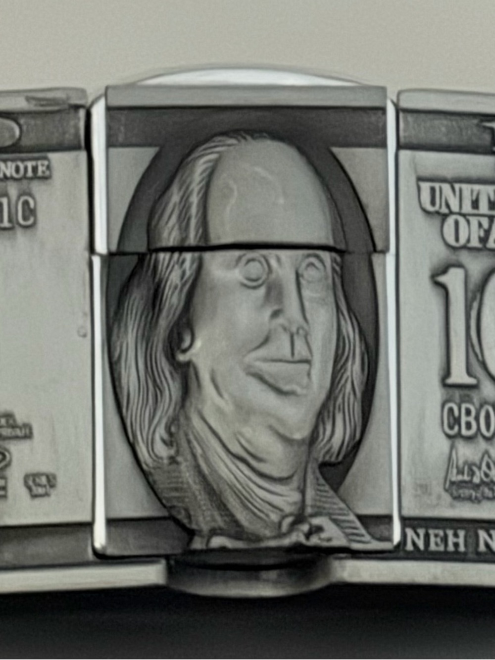 100 Dollar Bill Belt Buckle Metal Novelty Money Design Statement Piece